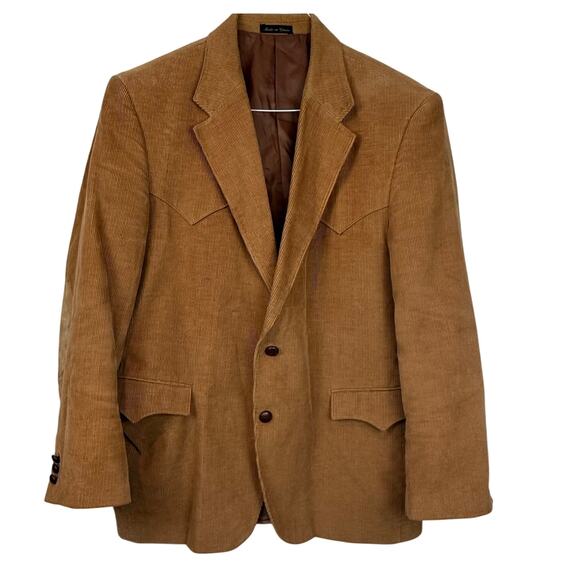 Vintage Circle S Western Corduroy Blazer 44R Tan Suede Elbow Patches Cowboy